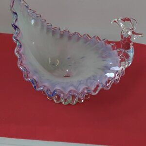 Vintage Murano bird of paradise blown glass trinket dish